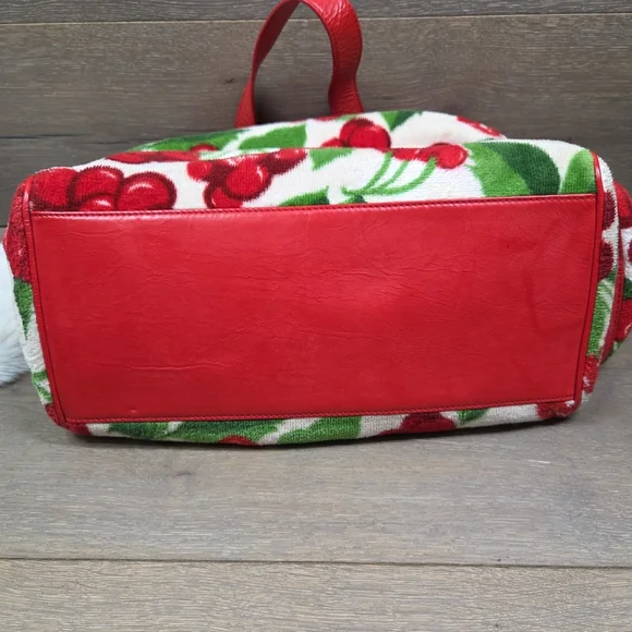 RARE Y2K Juicy Couture Cherry Velour Terry Daydreamer Weekender Bag Cherries - Picture 5 of 16